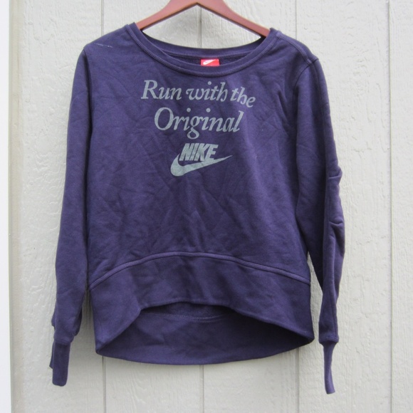 Nike Sweatshirt Womens M Deep Purple Fleece Sportswear Run‎ With the Original - Picture 1 of 16